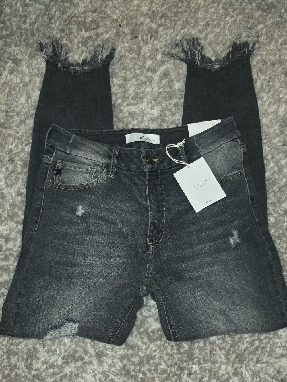 KanCan High Rise Ankle Skinny Distressed Gray/Black Womens Jeans 11/29 *NWT*